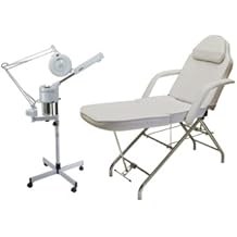 Buy-Rite Basic Facial Spa Package - 2-in-1 Ozone Facial Steamer with Magnifying Lamp & Adjustable Stationary Bed, White Vinyl Upholstery, 300 lb Capacity, BR-BASICFACIALSPA