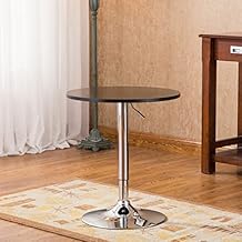 Roundhill Adjustable Height Metal Base Bar Table, Black