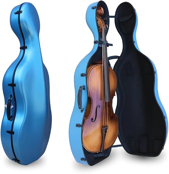 Cello Hard Case 4/4 with Wheels and Embedded handle Aviation Composite Materials Waterproof (Blue)