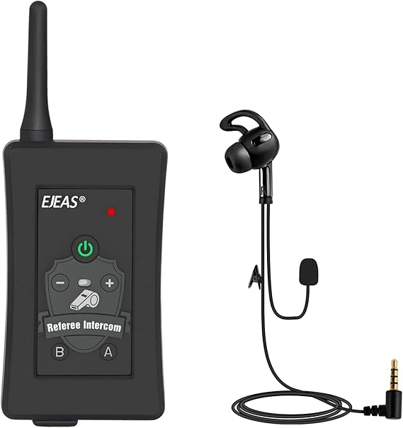 EJEAS FBIM Professional Referee Bluetooth Intercom Headset, 4-Way 1500M Referee Communication System with Noise Reduction/Waterproof/850mAh/Armband for Football and Handball Sports (1PC)