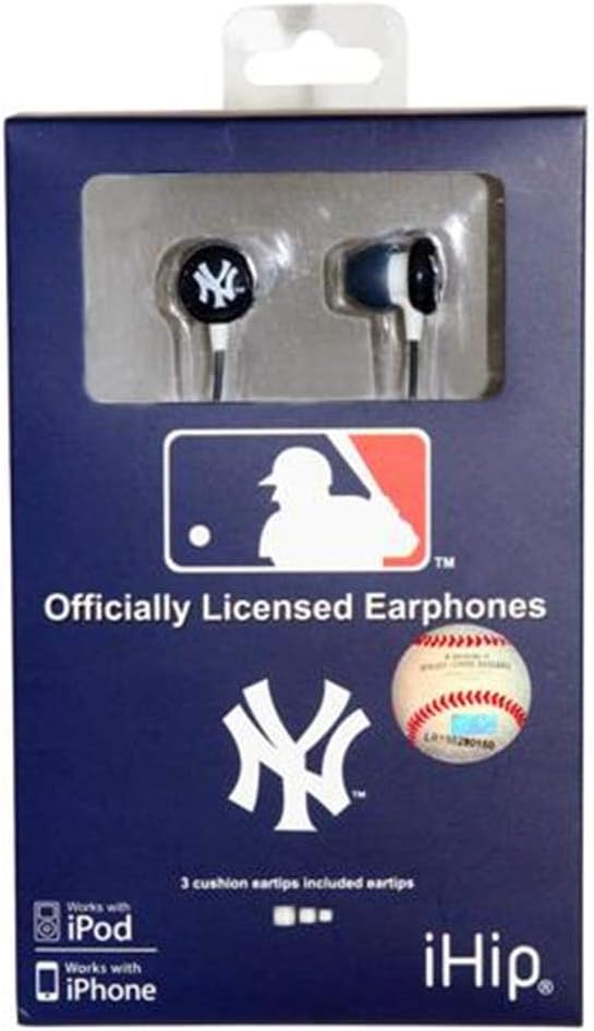 iHip MLF10169NYY MLB New York Yankees Printed Ear Buds, Blue/White