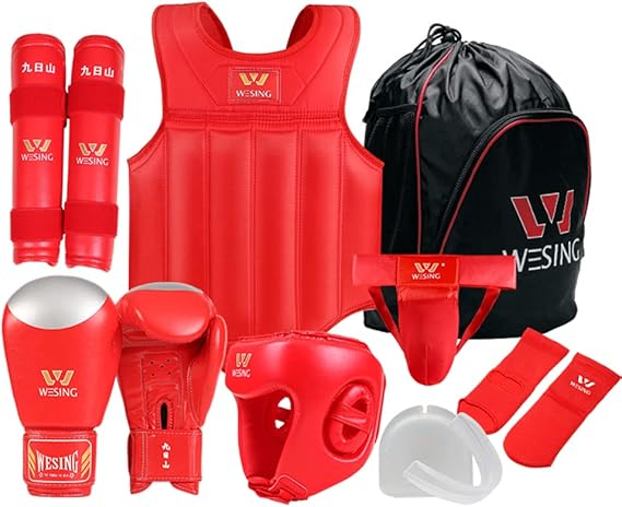 Wesing Martial Arts Protector Equipments Sanda Kickboxing kit 8pcs Gear Set for Men