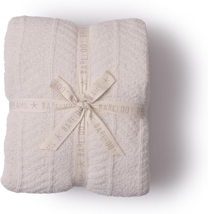 Barefoot Dreams CozyChic Herringbone Bed Blanket, Cream, Full/Queen