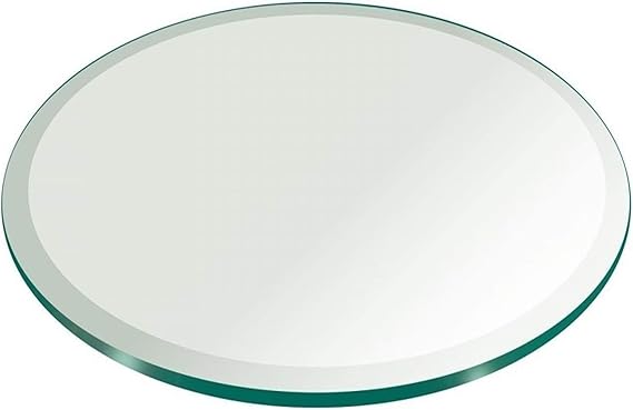 60" Inch Round Glass Table Top 1/4" Thick Tempered Beveled Edge by Fab Glass and Mirror