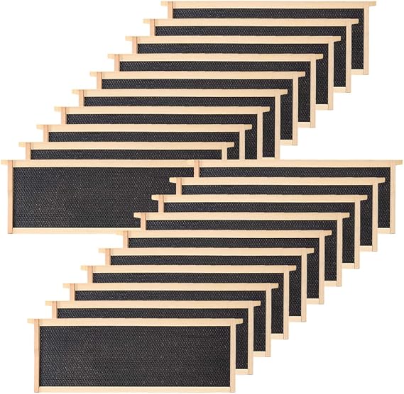BeeCastle 20-Pack Waxed Foundation with Complete Unassembled Commercial Frames, 6-1/4-Inch (Black)