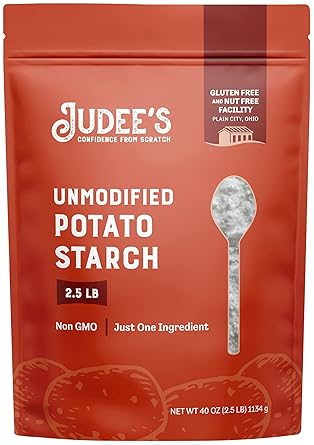 Judee's Unmodified Potato Starch - Starch Powder for Cooking & Breading - Flour Substitute for Gluten Free Baking - High-Heat Resistant Non-GMO Powder - 40 Ounce, Pack of 1