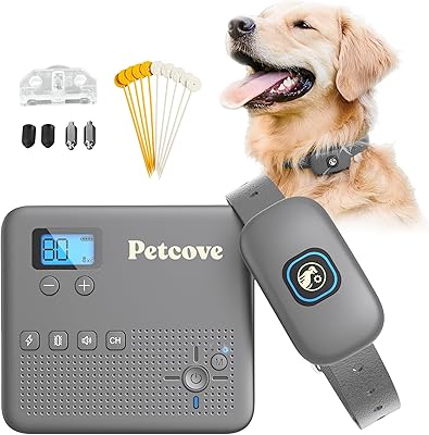 Wireless Dog Fence & Training Collar 2-in-1 | 500 ft Adjustable Boundary | BeepVibrateStatic 19 Levels | IPX7 Waterproof Receiver | Rechargeable | 10 Flags for Medium & Large Dogs | 1577 lb